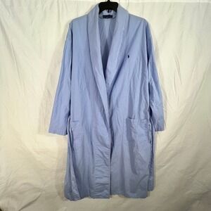 Polo Ralph Lauren Robe Men LXL Blue Gingham Cotton Shaw Collar Preppy Loungewear